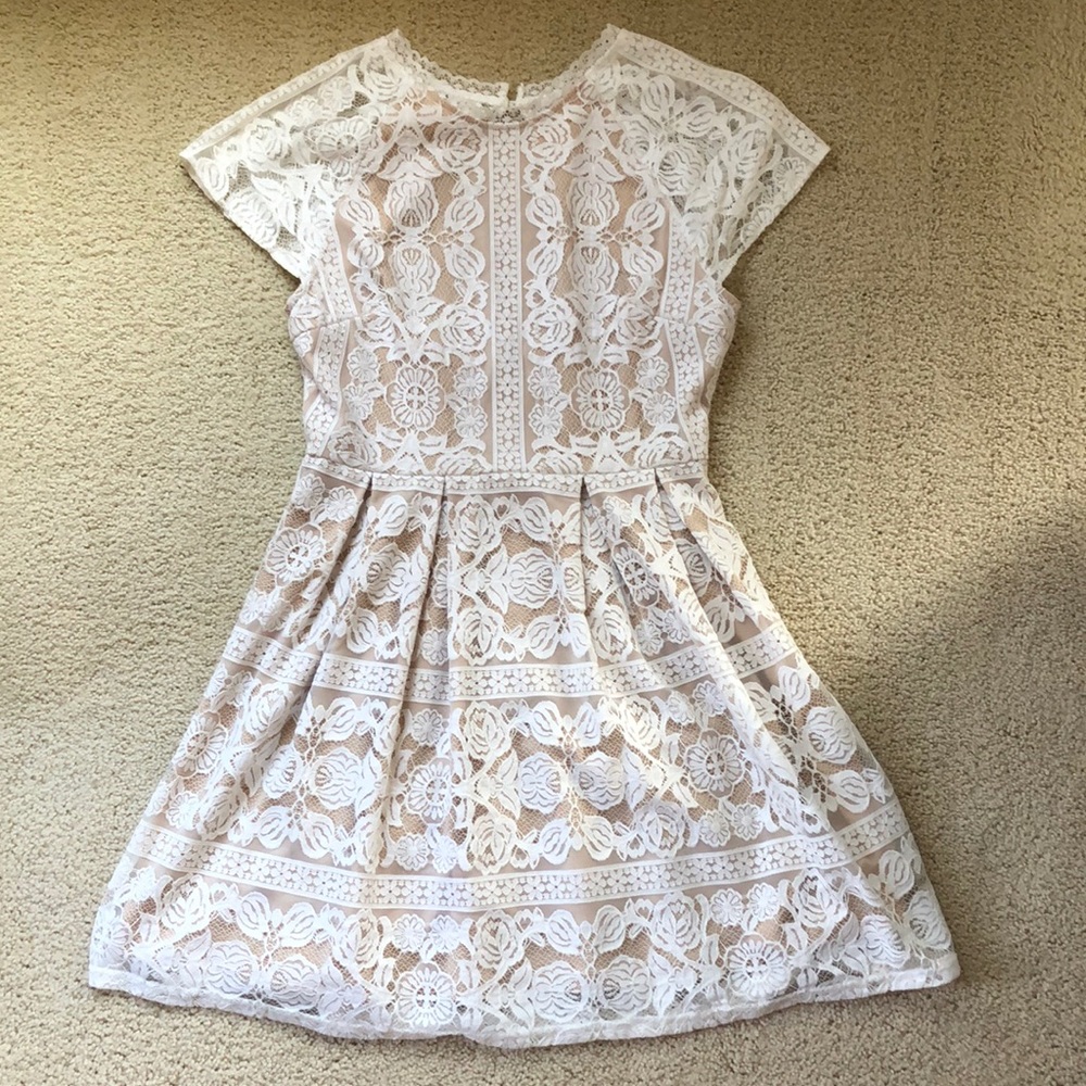 White lace back cut out dress